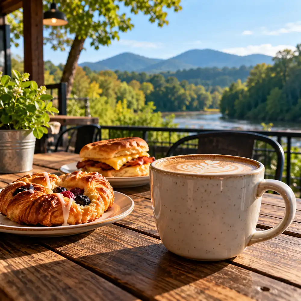 Breakfast and coffee in Woodfin, North Carolina